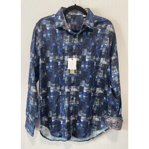 ROBERT GRAHAM Rodney Classic Fit Abstract Shirt size M Blue Designer NWT